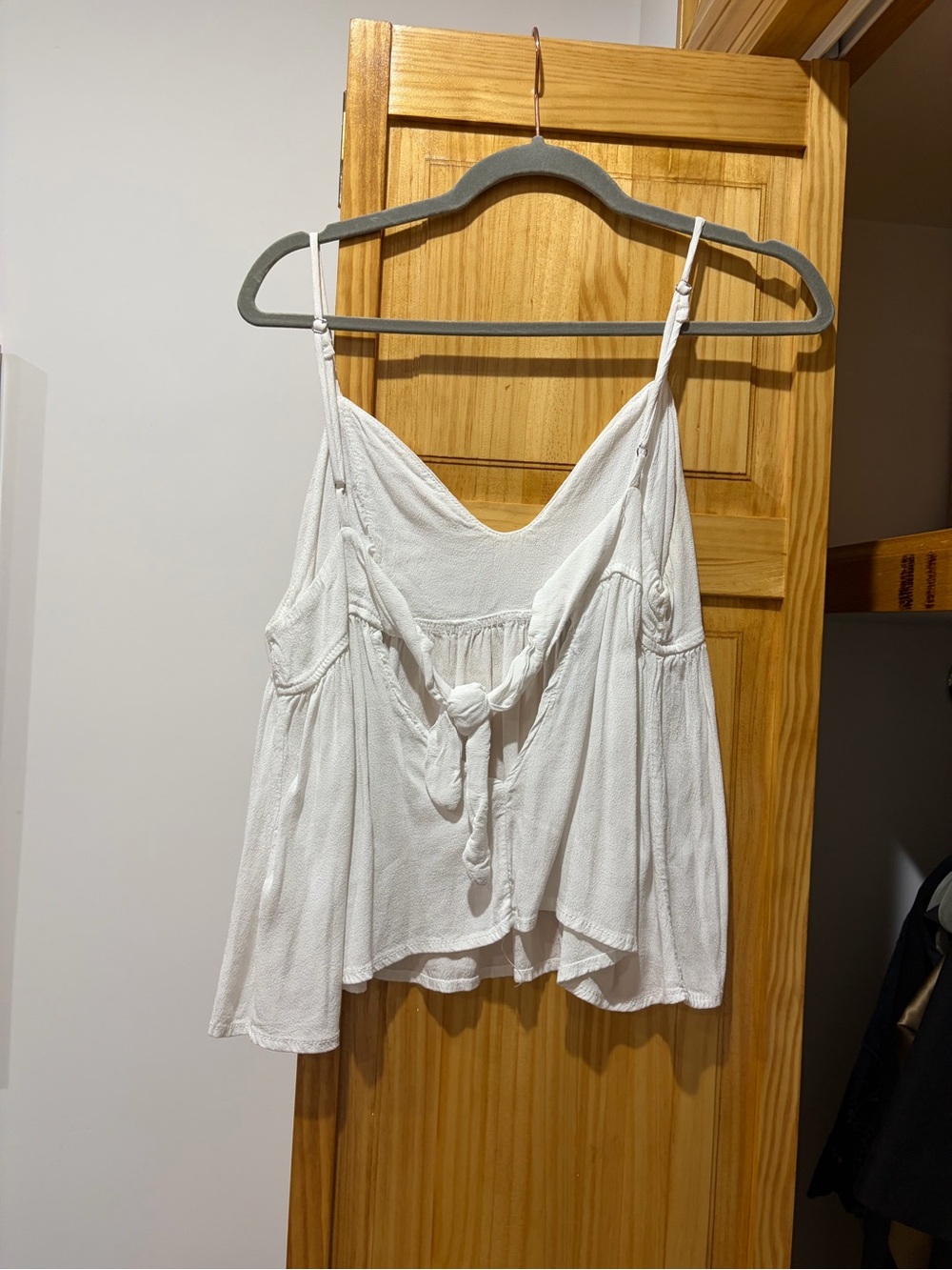 Brandy Melville White Spaghetti Strap Babydoll Tank (one size, S) - Picture 3 of 4